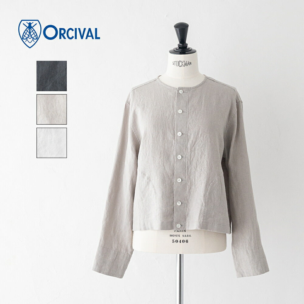 オーシバルリネンクルーネックカーディガン(OR-A0783YLM)40sLINENCLOTHCREWNECKCARDIGANORCIVAL(レディース)【2026春夏】*送料無料*【後払い決済不可】*