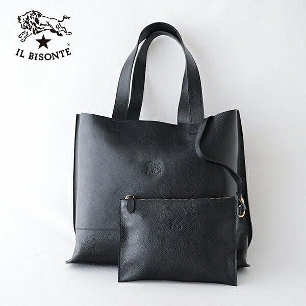 イルビゾンテ トートバッグ&ポーチ (54182300114) Leather Tote Bag with Leather pouch IL BISONTE(バッグ)