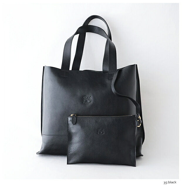 イルビゾンテ トートバッグ&ポーチ (54182300114) Leather Tote Bag with Leather pouch IL BISONTE(バッグ)