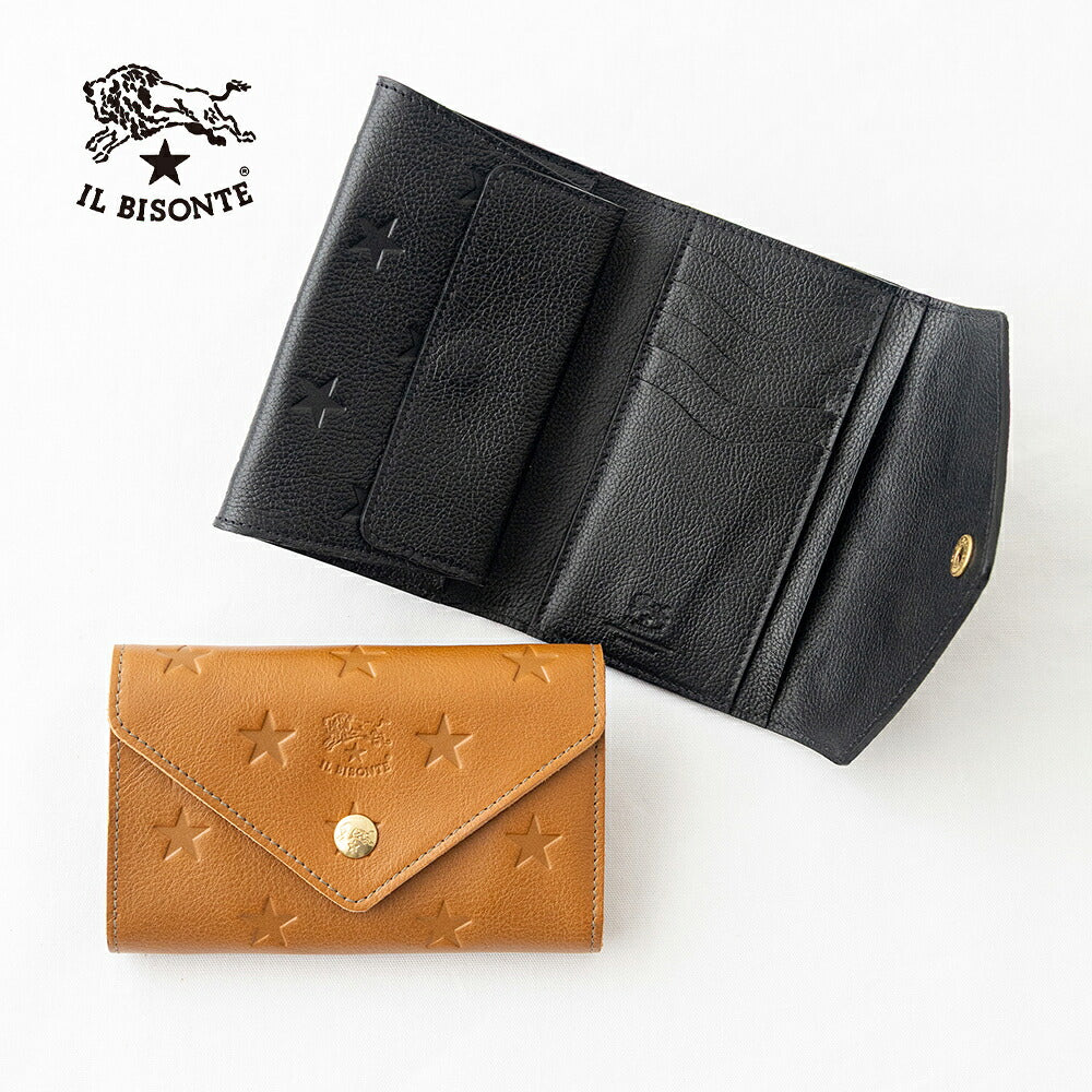 イルビゾンテ スターエンボスレザー ミディアムウォレット (54262309241) STAR EMBOSS Leather Wallet IL BISONTE(財布)
