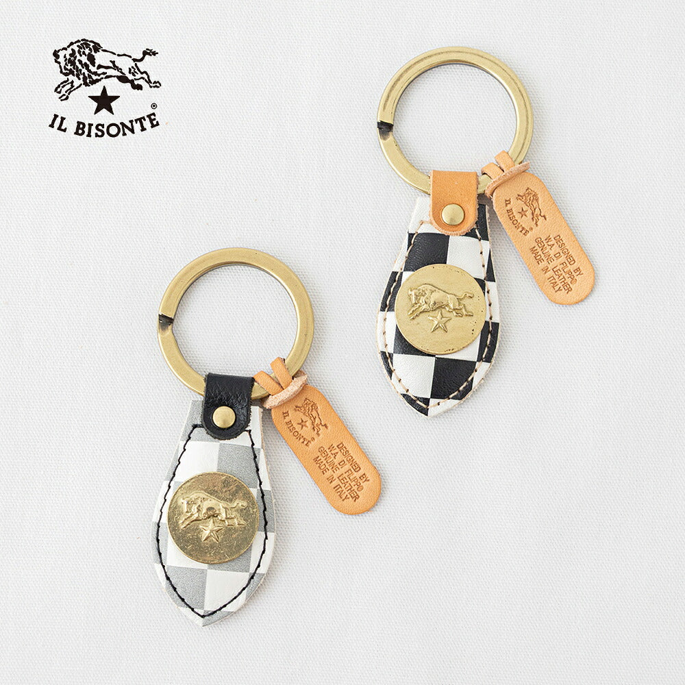 イルビゾンテ チェッカープリント キーリング (54262305950) CHECKER Leather Key Holder IL BISONTE(小物)