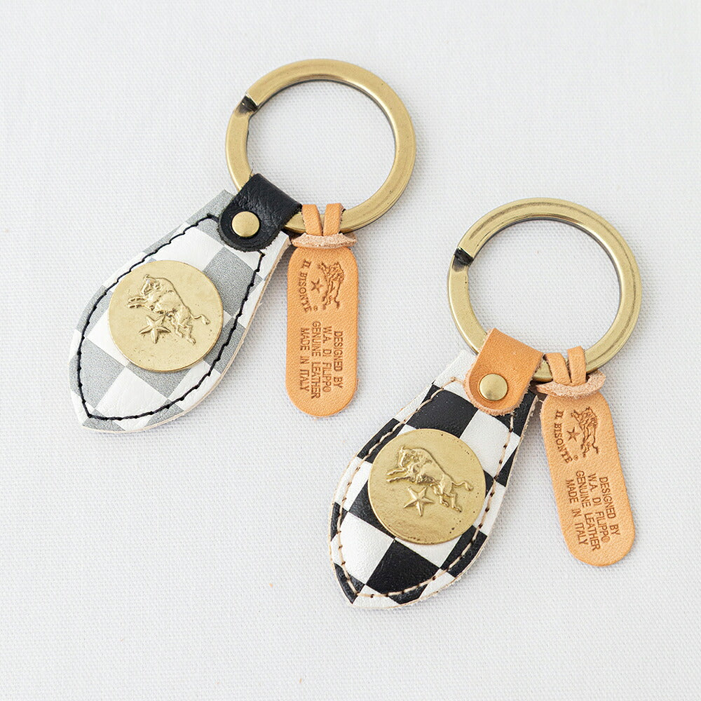 イルビゾンテ チェッカープリント キーリング (54262305950) CHECKER Leather Key Holder IL BISONTE(小物)