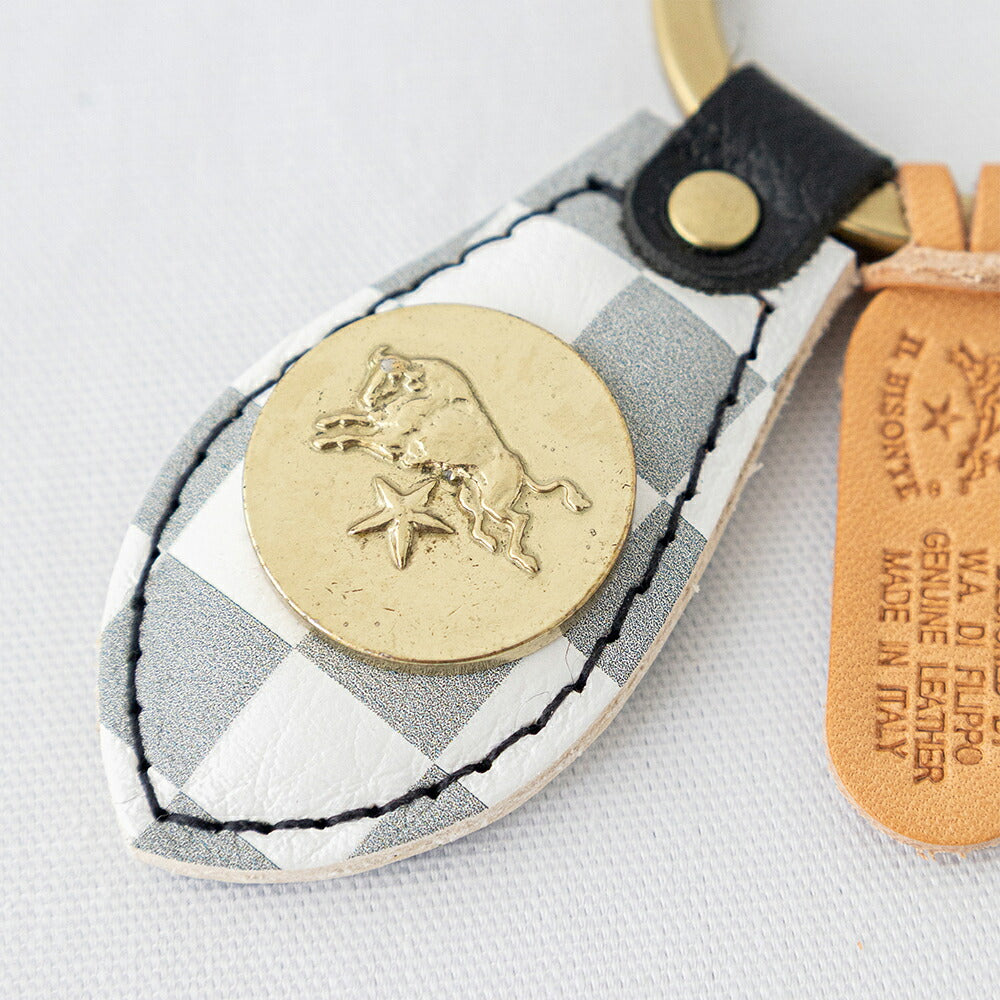イルビゾンテ チェッカープリント キーリング (54262305950) CHECKER Leather Key Holder IL BISONTE(小物)