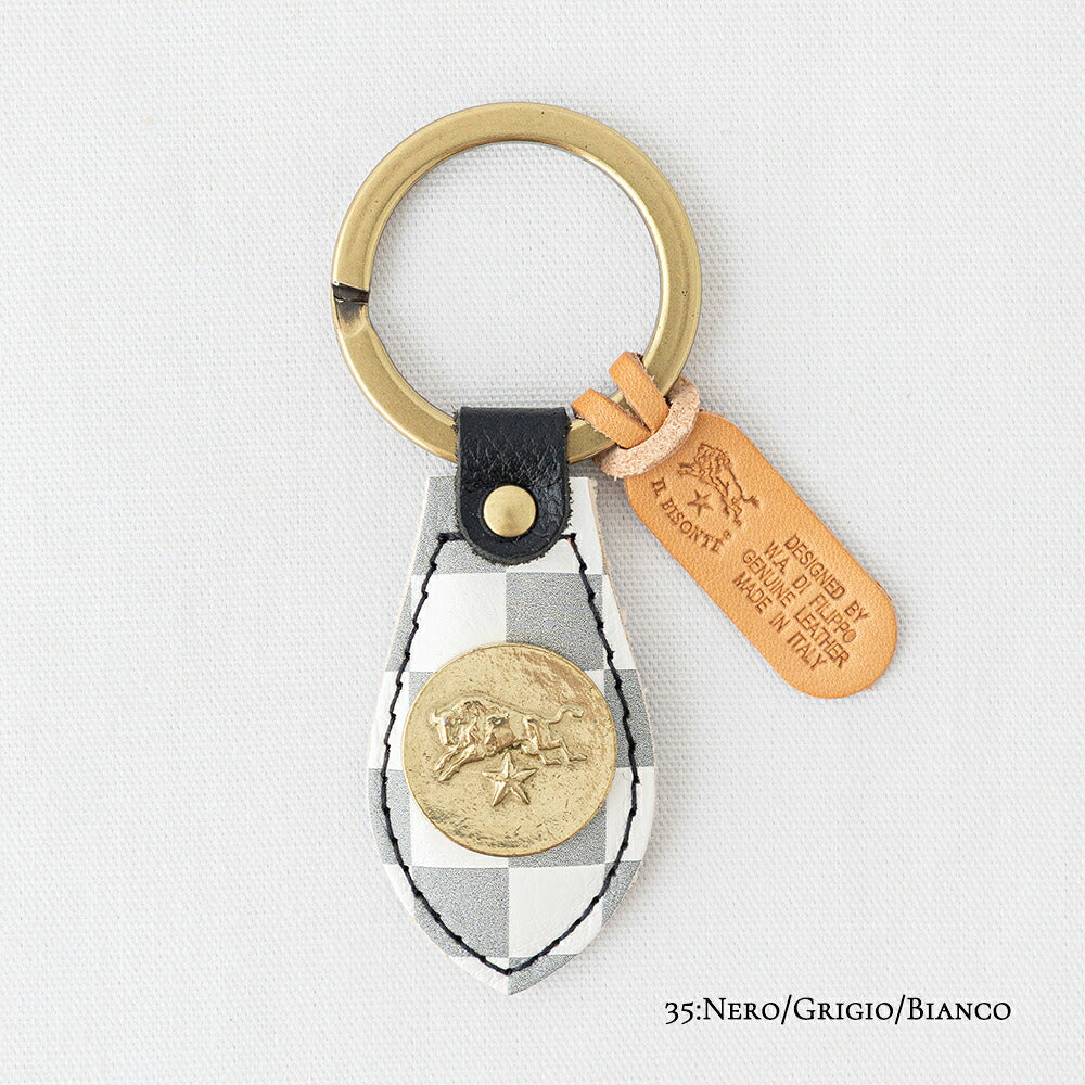 イルビゾンテ チェッカープリント キーリング (54262305950) CHECKER Leather Key Holder IL BISONTE(小物)