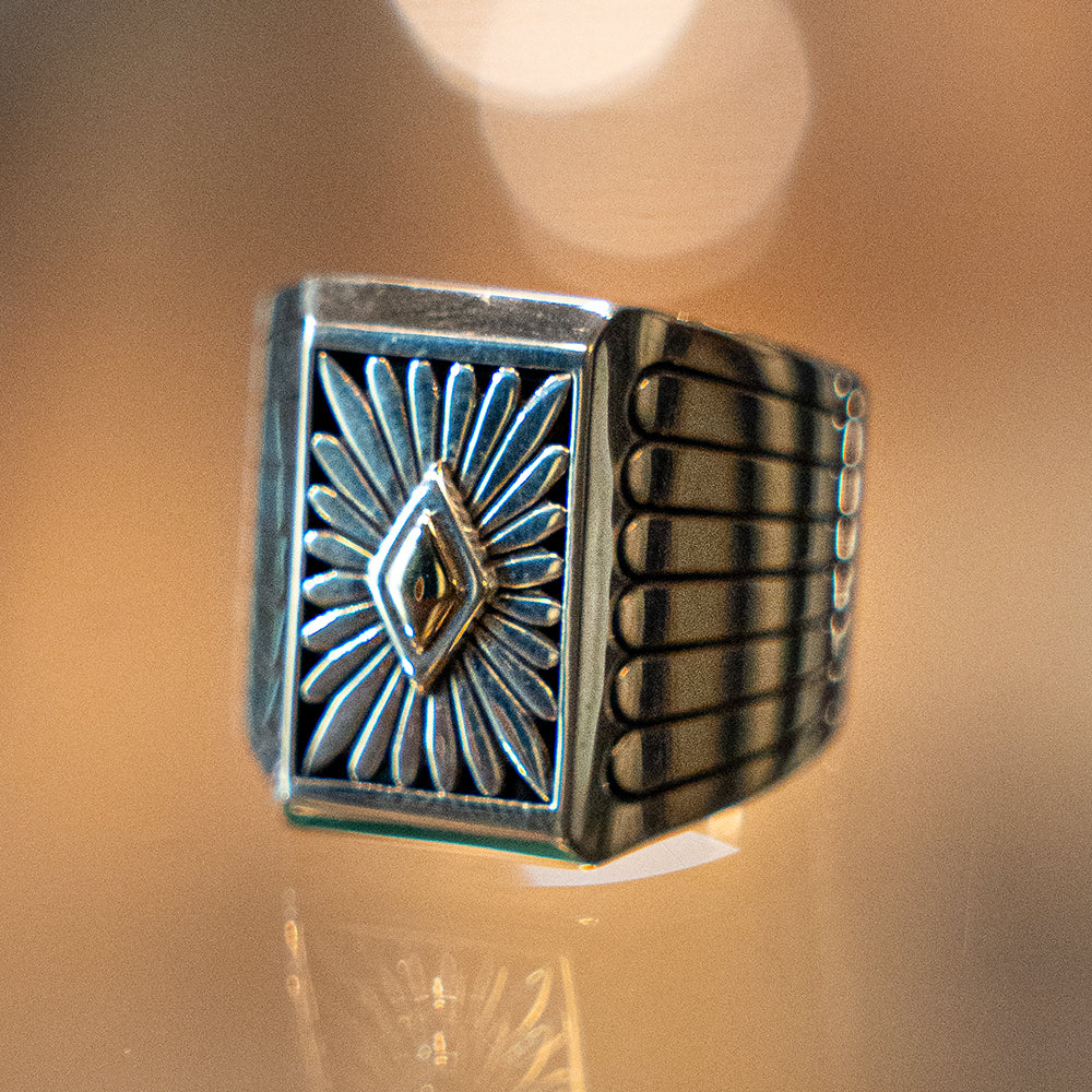 Rectangle Sunburst Design Box Ring<br>【Howard Nelson】<br>(LEW140603)