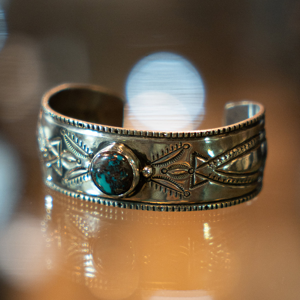 Coin Silver / Bisbee Turquoise Bracelet<br>【Arland Ben】<br>