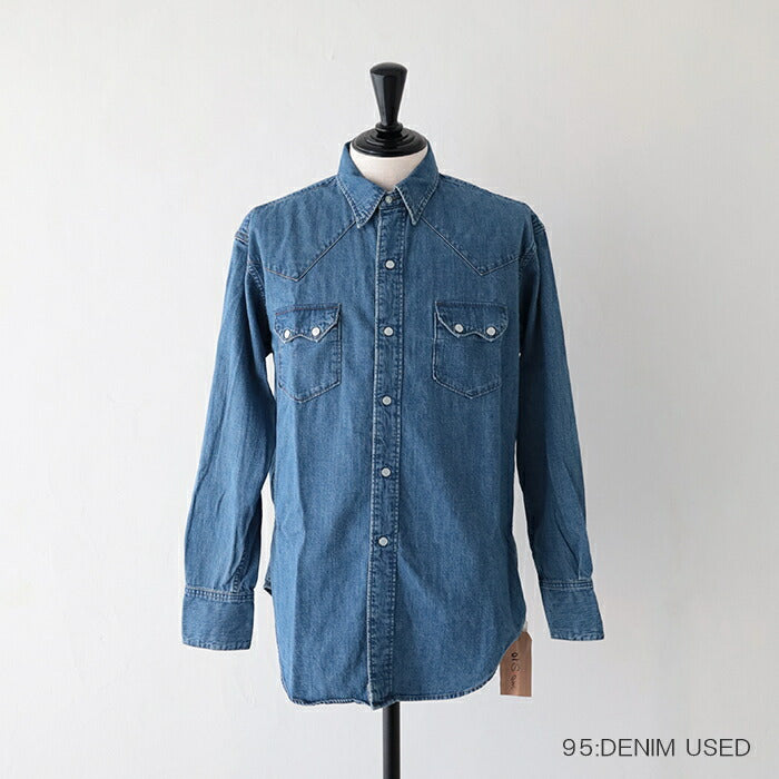 オアスロウデニムウエスタンシャツ(01-8124-95)DENIMWESTERNSHIRTUSEDWASHorSlow(メンズ)【2025秋冬】*送料無料*【後払い決済不可】*