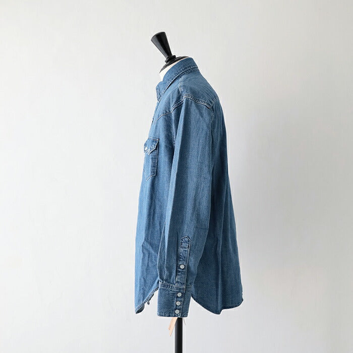 オアスロウデニムウエスタンシャツ(01-8124-95)DENIMWESTERNSHIRTUSEDWASHorSlow(メンズ)【2025秋冬】*送料無料*【後払い決済不可】*