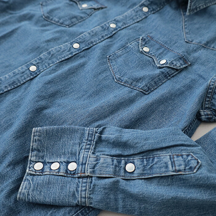 オアスロウデニムウエスタンシャツ(01-8124-95)DENIMWESTERNSHIRTUSEDWASHorSlow(メンズ)【2025秋冬】*送料無料*【後払い決済不可】*