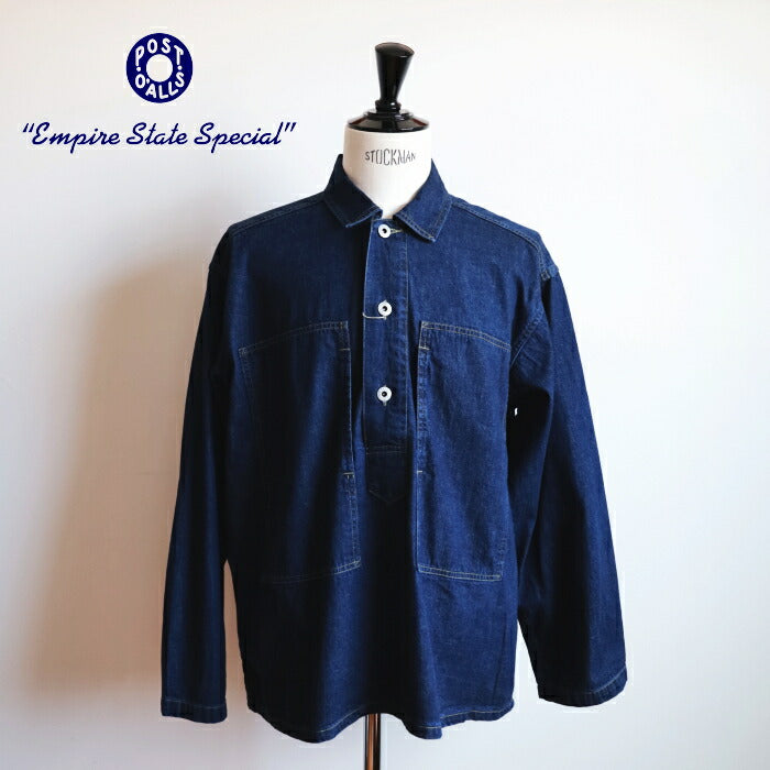 ポストオーバーオールズアーミーシャツbluedenimw/OD-yellowstitch(12048DI)ARMYShirtbluedenimw/OD-yellowstitchPOSTOVERALLS(メンズ)【2024秋冬】*送料無料*【後払い決済不可】*