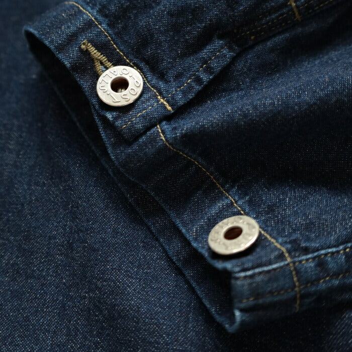 ポストオーバーオールズアーミーシャツbluedenimw/OD-yellowstitch(12048DI)ARMYShirtbluedenimw/OD-yellowstitchPOSTOVERALLS(メンズ)【2024秋冬】*送料無料*【後払い決済不可】*
