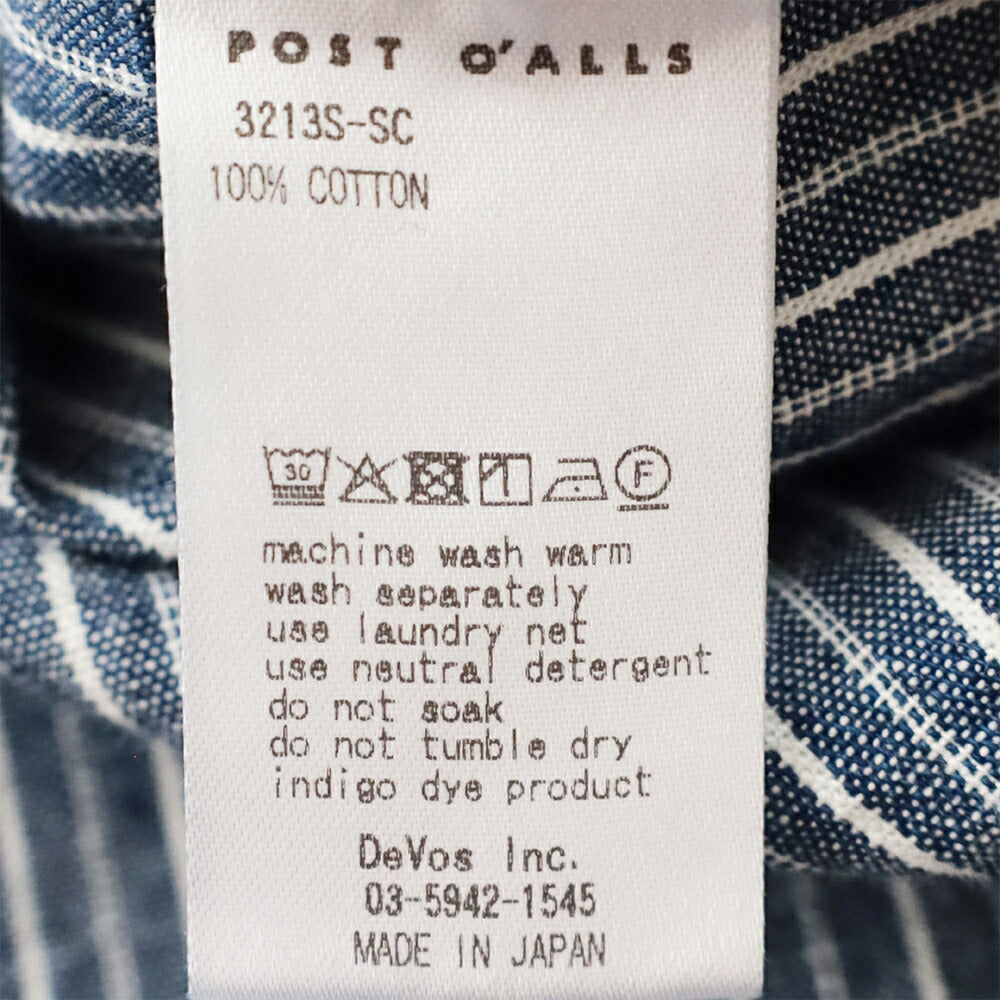 ポストオーバーオールズAVYCUTS/S(stripechambrayindigo)(3213SSC)PostO’Alls(メンズ)【2026春夏】*送料無料*【後払い決済不可】*