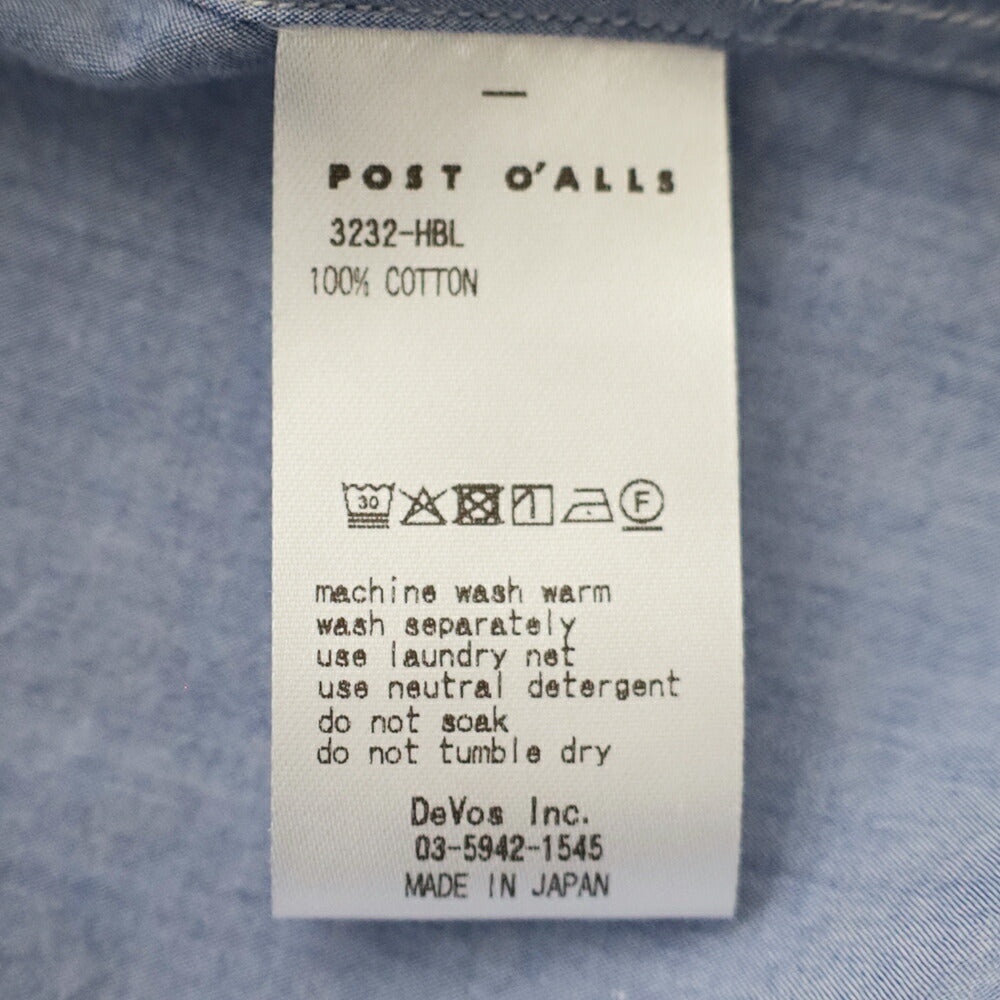 ポストオーバーオールズOriginalBLShirt(highcountbroadclothlt.blue)(3232HBL)PostO’Alls(メンズ)【2026春夏】*送料無料*【後払い決済不可】*