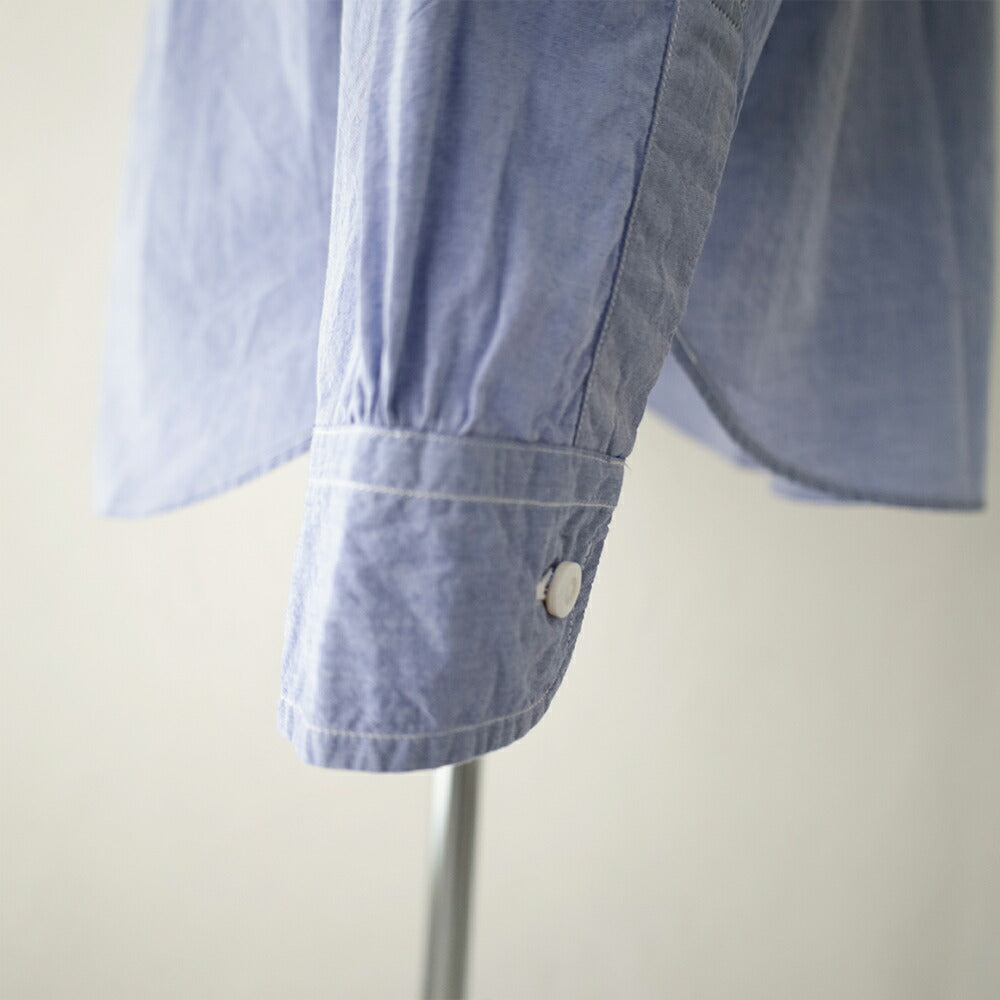 ポストオーバーオールズOriginalBLBandCollarShirt(highcountbroadclothlt.blue)(3232BHBL)PostO’Alls(メンズ)【2026春夏】*送料無料*【後払い決済不可】*
