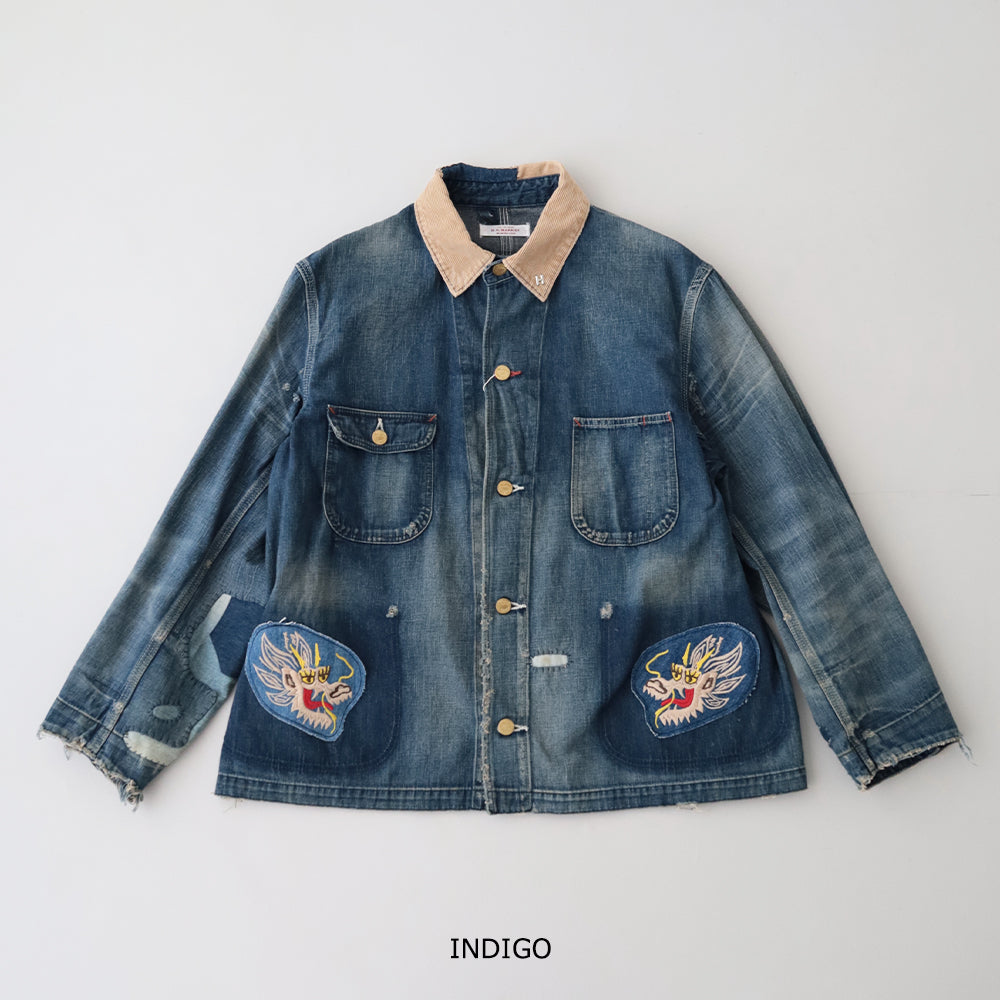ライトデニム <br>アタッチメントリメイク<br> ショートカバーオールジャケット <br>(1018003) <br>(メンズ)