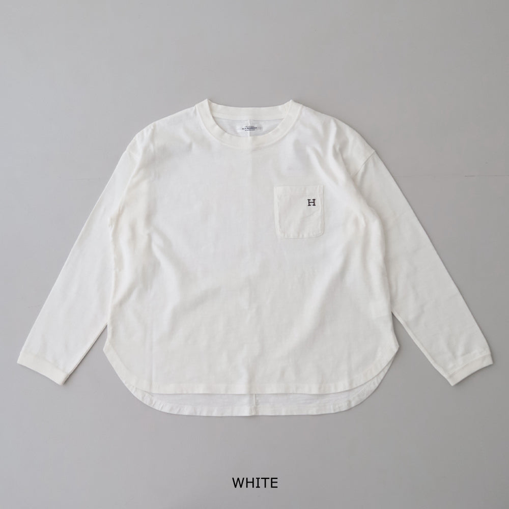 WWスラブテンジク <br>Hエンブロイダリーポケット<br> ラウンドヘム <br>ロングスリーブTシャツ <br>(1017867) <br>(レディース)