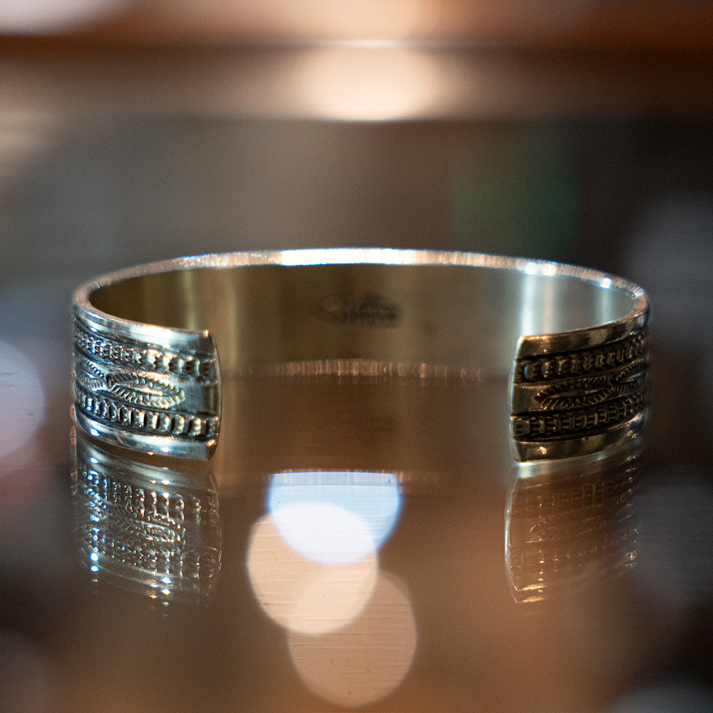 5/8" width Stamped Sonoran Gold Turquoise Bracelet<br>【Stanley Parker】<br>(LEW240402)