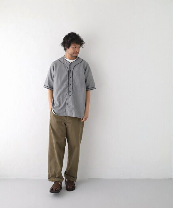 ナイジェルケーボンベースボールシャツショートスリーブ-タイプ2(80460011001)BASEBALLSHIRTSHORTSLEEVETYPE2NigelCabourn(メンズ)【2023春夏】*送料無料*【後払い決済不可】*