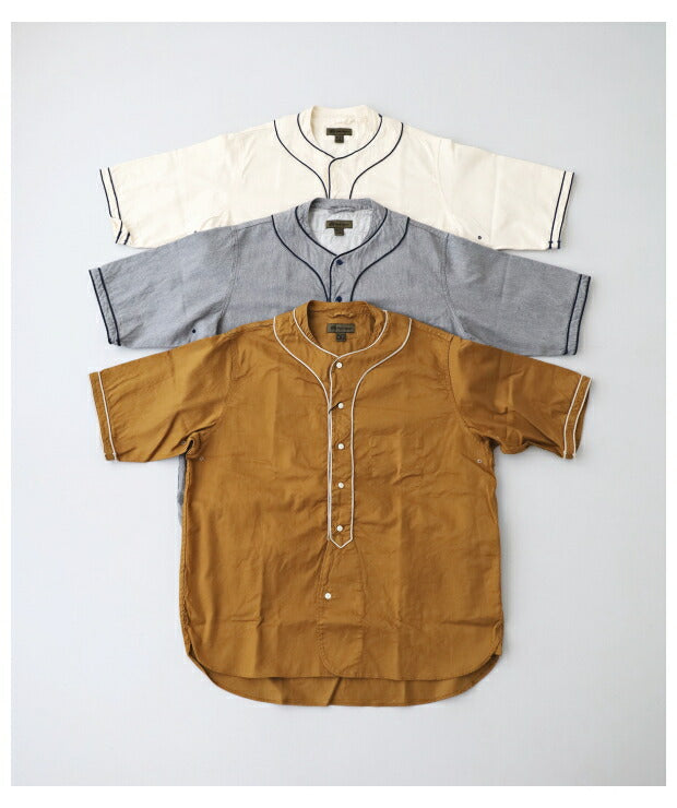 ナイジェルケーボンベースボールシャツショートスリーブ-タイプ2(80460011001)BASEBALLSHIRTSHORTSLEEVETYPE2NigelCabourn(メンズ)【2023春夏】*送料無料*【後払い決済不可】*