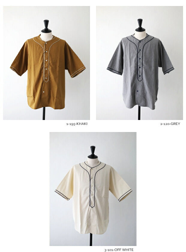ナイジェルケーボンベースボールシャツショートスリーブ-タイプ2(80460011001)BASEBALLSHIRTSHORTSLEEVETYPE2NigelCabourn(メンズ)【2023春夏】*送料無料*【後払い決済不可】*