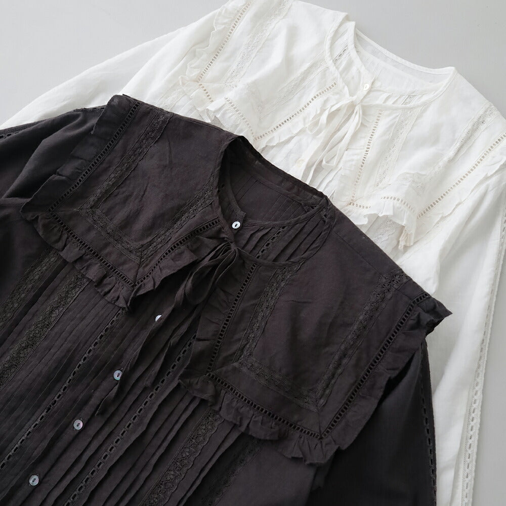 ナイジェルケーボンリバースレースブラウス-カディ(80520810701)LEAVERSLACEBLOUSEKHADINigelCabourn(レディース)【2026春夏】*送料無料*【後払い決済不可】*