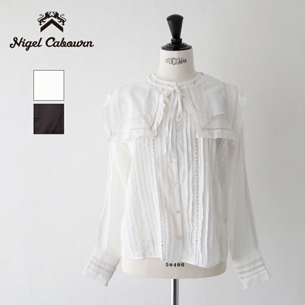 ナイジェルケーボンリバースレースブラウス-カディ(80520810701)LEAVERSLACEBLOUSEKHADINigelCabourn(レディース)【2026春夏】*送料無料*【後払い決済不可】*