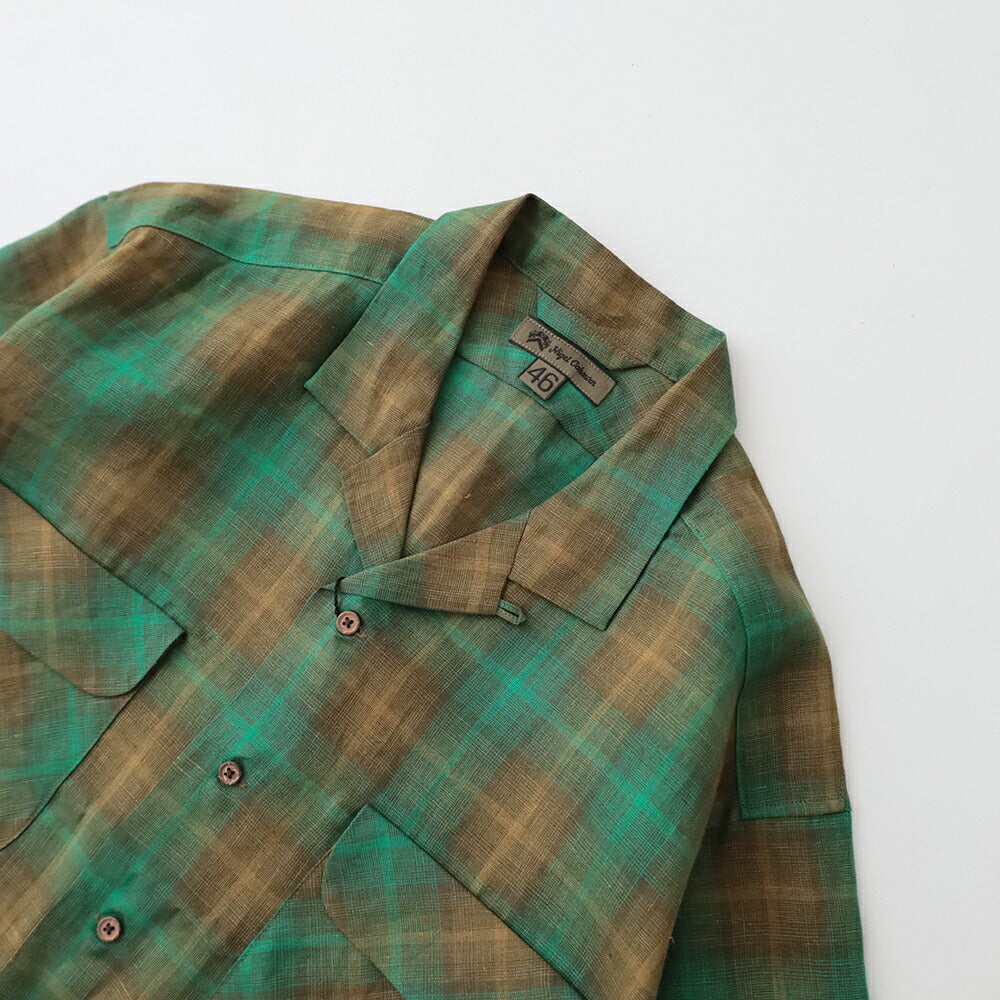 ナイジェルケーボンオープンカラーシャツ-ヘンプチェック(80520011009)OPENCOLLARSHIRTHEMPCHECKNigelCabourn(メンズ)【2026春夏】*送料無料*【後払い決済不可】*