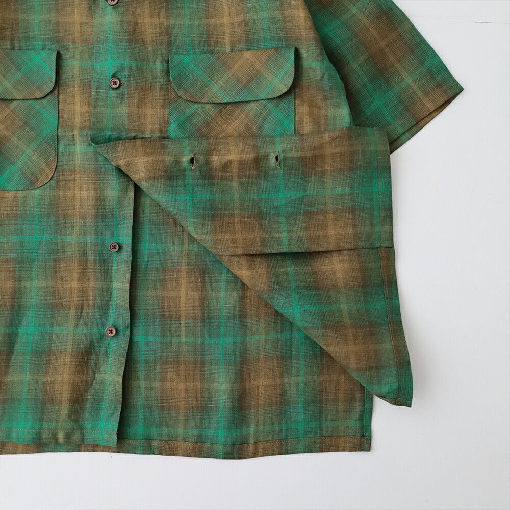 ナイジェルケーボンオープンカラーシャツ-ヘンプチェック(80520011009)OPENCOLLARSHIRTHEMPCHECKNigelCabourn(メンズ)【2026春夏】*送料無料*【後払い決済不可】*