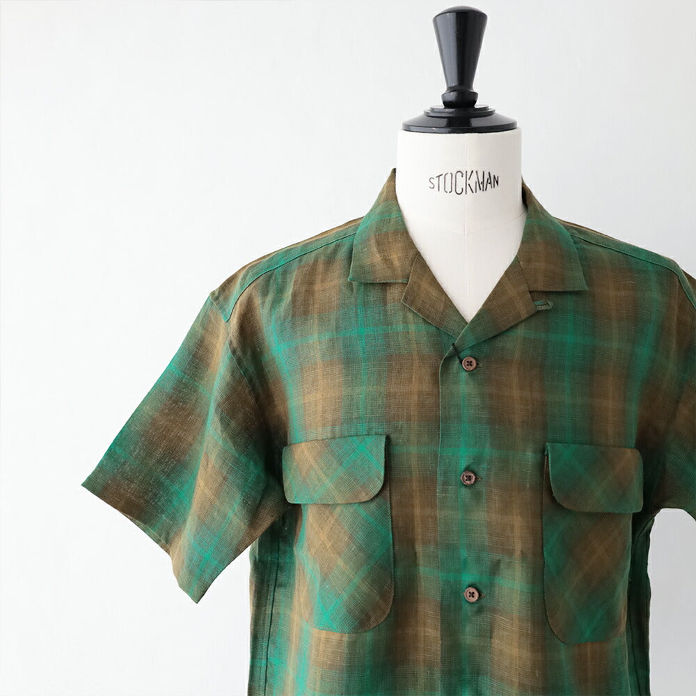 ナイジェルケーボンオープンカラーシャツ-ヘンプチェック(80520011009)OPENCOLLARSHIRTHEMPCHECKNigelCabourn(メンズ)【2026春夏】*送料無料*【後払い決済不可】*