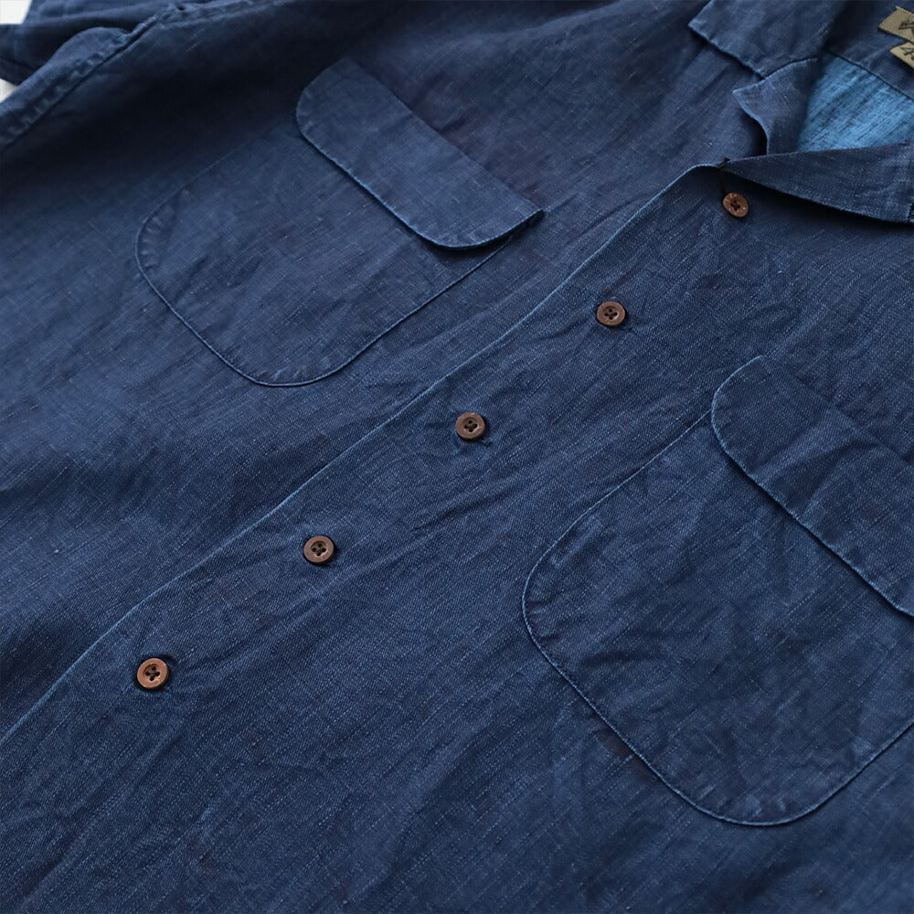 ナイジェルケーボンオープンカラーシャツ-リネンインディゴ(80520011011)OPENCOLLARSHLINENINDIGONigelCabourn(メンズ)【2026春夏】*送料無料*【後払い決済不可】*