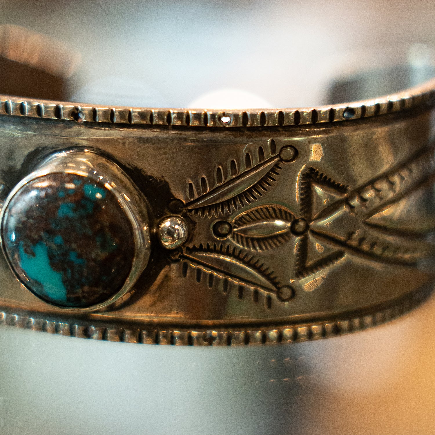 Coin Silver / Bisbee Turquoise Bracelet<br>【Arland Ben】<br>