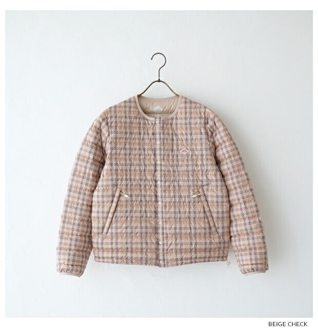 ダントンクルーネックインナーダウンジャケット(チェック)(DT-A0001NNP)PRINTPOLYESTERTAFFETAINNERDOWNCREWNECKJACKETDANTON(レディース)【2023秋冬】*送料無料*【後払い決済不可】*