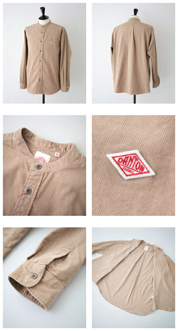 ダントンコーデュロイバンドカラーシャツ(DT-B0291MCD)21WALECORDUROYBANDCOLLARSHIRTL/SDANTON(メンズ)【2024秋冬】*送料無料*【後払い決済不可】*
