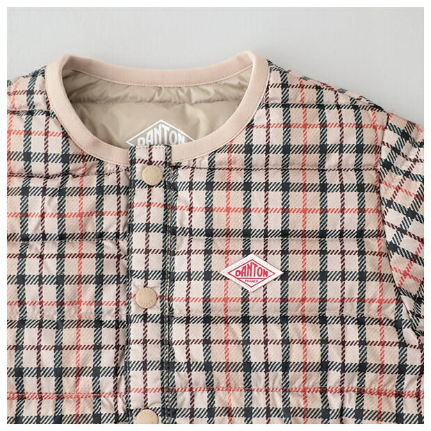 ダントンキッズインナーダウンクルージャケット(チェック)(DT-A0047NNP)PRINTPOLYESTERTAFFETAKIDSINNERDOWNCREWNECKJACKETDANTON(キッズ)【2024秋冬】*送料無料*【後払い決済不可】*