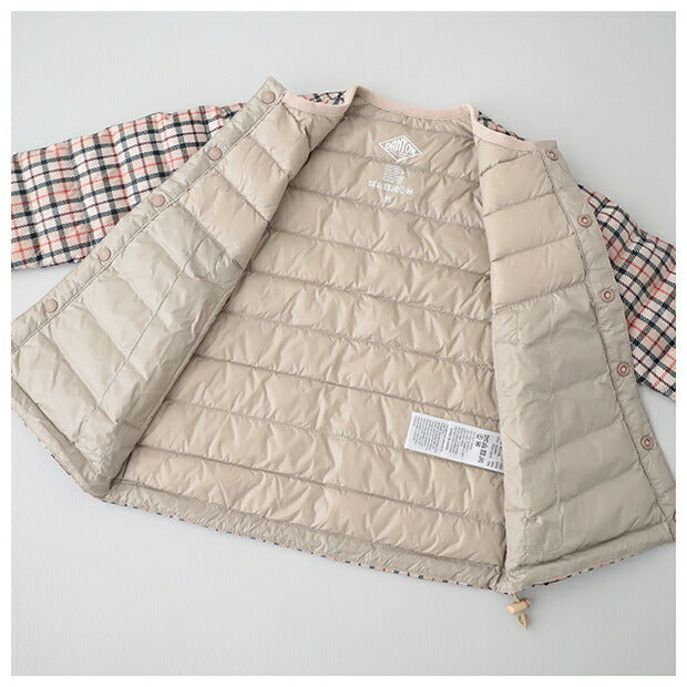 ダントンキッズインナーダウンクルージャケット(チェック)(DT-A0047NNP)PRINTPOLYESTERTAFFETAKIDSINNERDOWNCREWNECKJACKETDANTON(キッズ)【2024秋冬】*送料無料*【後払い決済不可】*