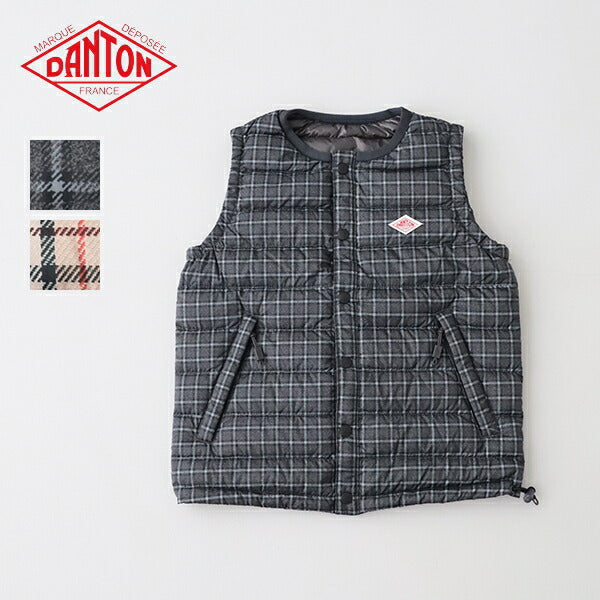 ダントンキッズインナーダウンクルーベスト(チェック)(DT-A0048NNP)PRINTPOLYESTERTAFFETAKIDSINNERDOWNCREWNECKVESTDANTON(レディース)【2024秋冬】*送料無料*【後払い決済不可】*