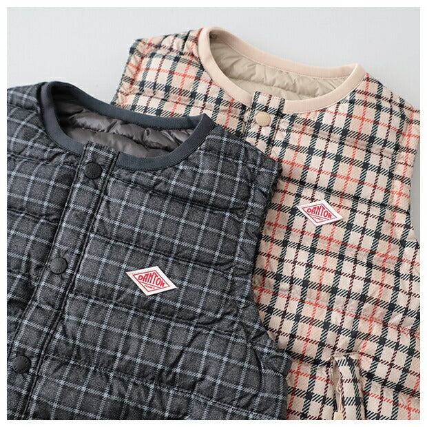 ダントンキッズインナーダウンクルーベスト(チェック)(DT-A0048NNP)PRINTPOLYESTERTAFFETAKIDSINNERDOWNCREWNECKVESTDANTON(レディース)【2024秋冬】*送料無料*【後払い決済不可】*