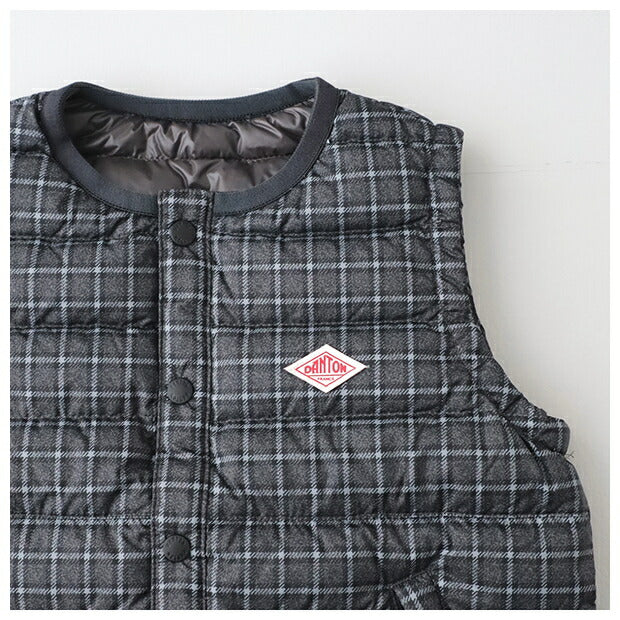 ダントンキッズインナーダウンクルーベスト(チェック)(DT-A0048NNP)PRINTPOLYESTERTAFFETAKIDSINNERDOWNCREWNECKVESTDANTON(レディース)【2024秋冬】*送料無料*【後払い決済不可】*