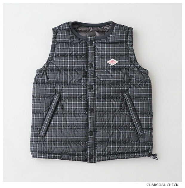 ダントンキッズインナーダウンクルーベスト(チェック)(DT-A0048NNP)PRINTPOLYESTERTAFFETAKIDSINNERDOWNCREWNECKVESTDANTON(レディース)【2024秋冬】*送料無料*【後払い決済不可】*