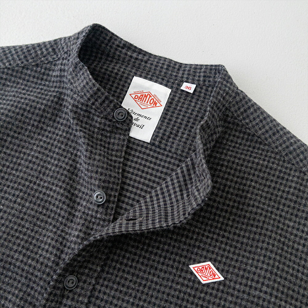 ダントン  コットンフランネル バンドカラーシャツ  (DT-B0279 CHK)  FLANNEL BAND COLLAR SHIRT L/S  DANTON(レディース)