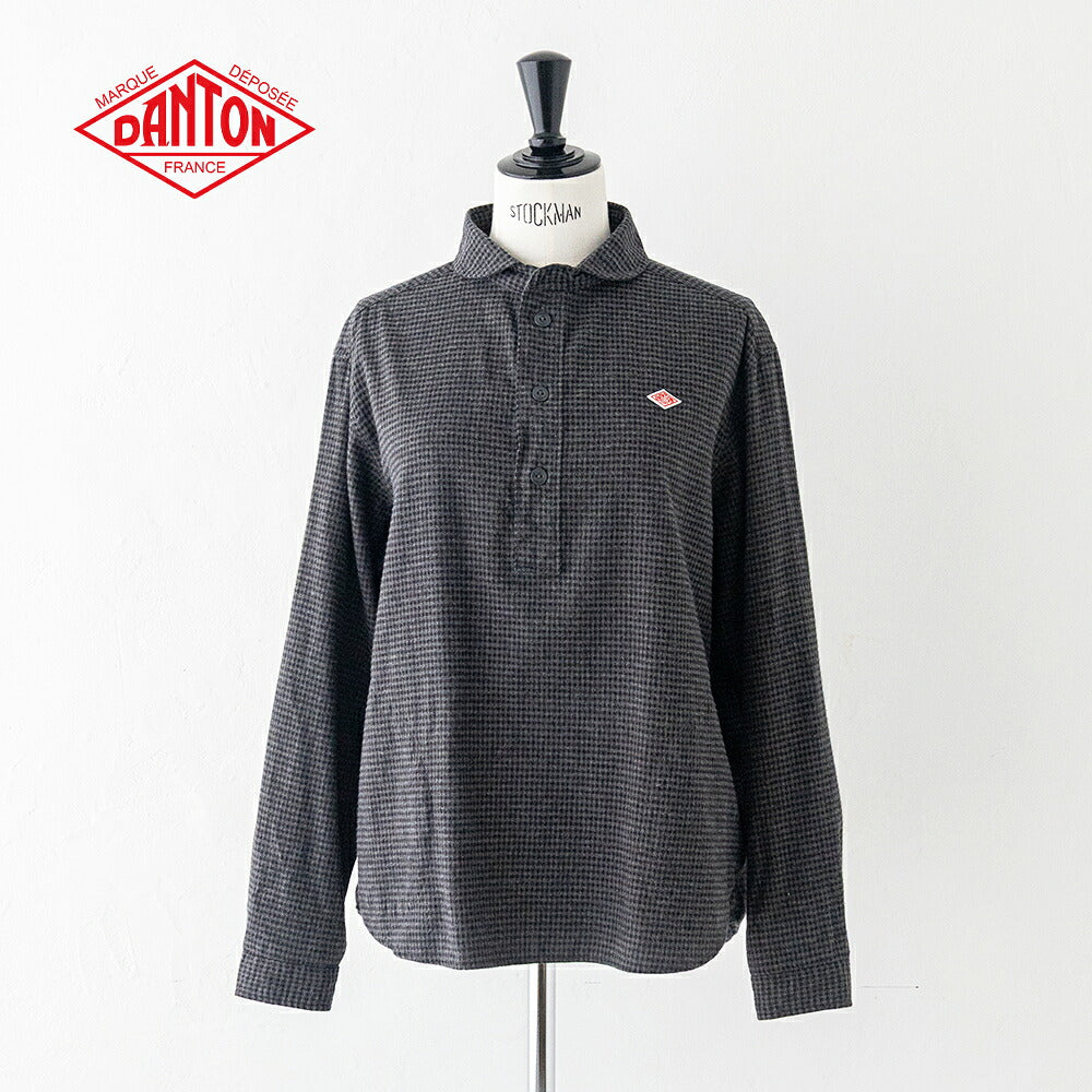 ダントン  コットンフランネル チェック ラウンドカラー プルオーバーシャツ  (DT-B0281 CHK)  FLANNEL ROUND COLLAR P.O SHIRT L/S  DANTON(レディース)