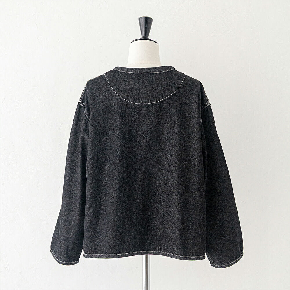 ダントン  コットンデニム カラーレスジャケット  (DT-B0397 SOU)  10OZ DENIM CREW NECK JACKET  DANTON(レディース)