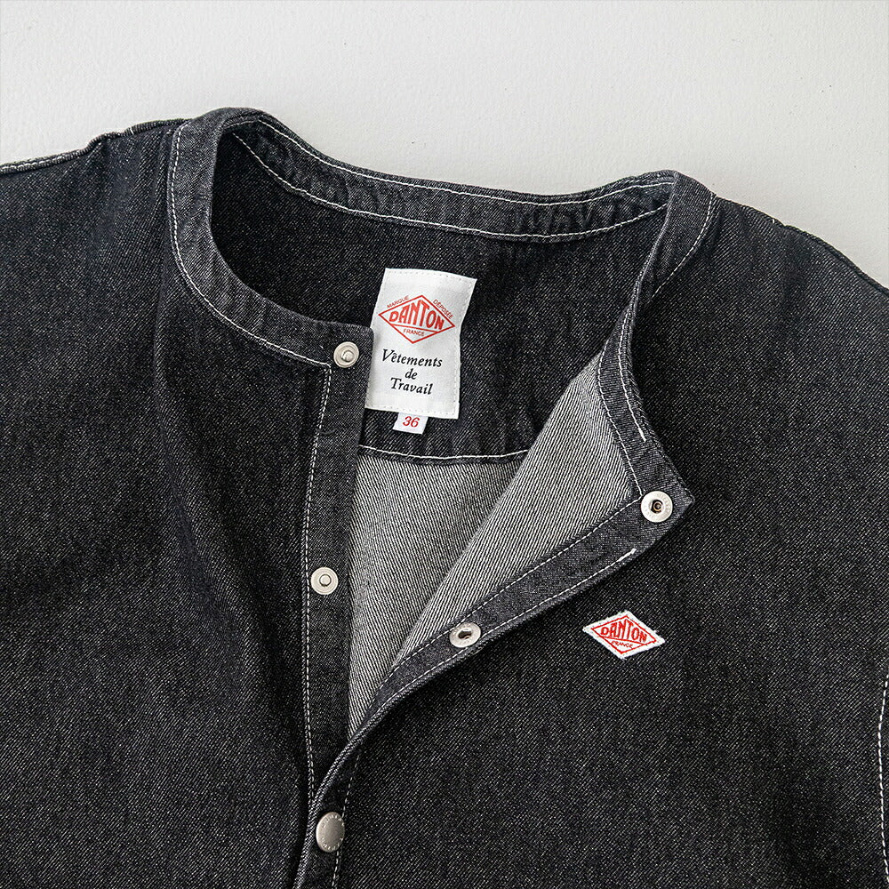 ダントン  コットンデニム カラーレスジャケット  (DT-B0397 SOU)  10OZ DENIM CREW NECK JACKET  DANTON(レディース)