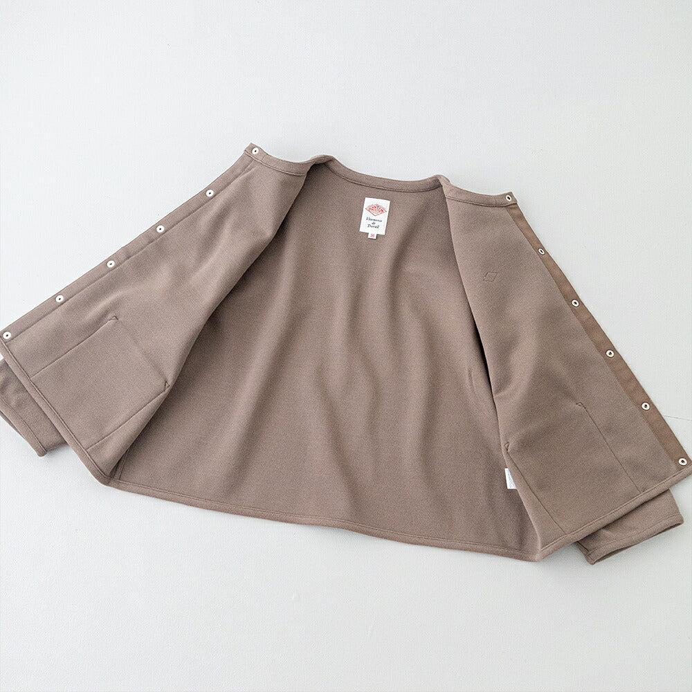 ダントン  フリースライク カラーレスジャケット  (DT-A0820 NDP)  BRUSHED JERSEY CREW NECK JACKET  DANTON(レディース)