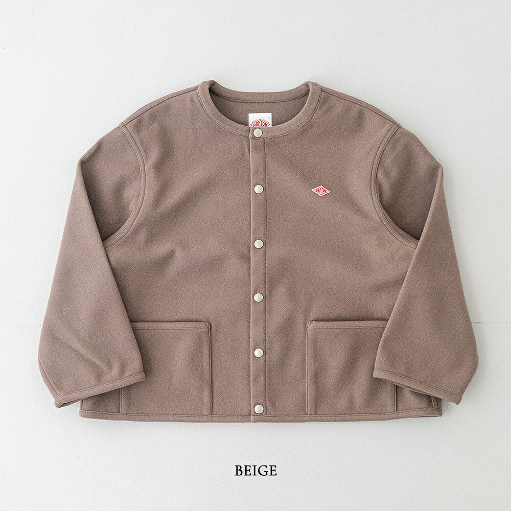 ダントン  フリースライク カラーレスジャケット  (DT-A0820 NDP)  BRUSHED JERSEY CREW NECK JACKET  DANTON(レディース)