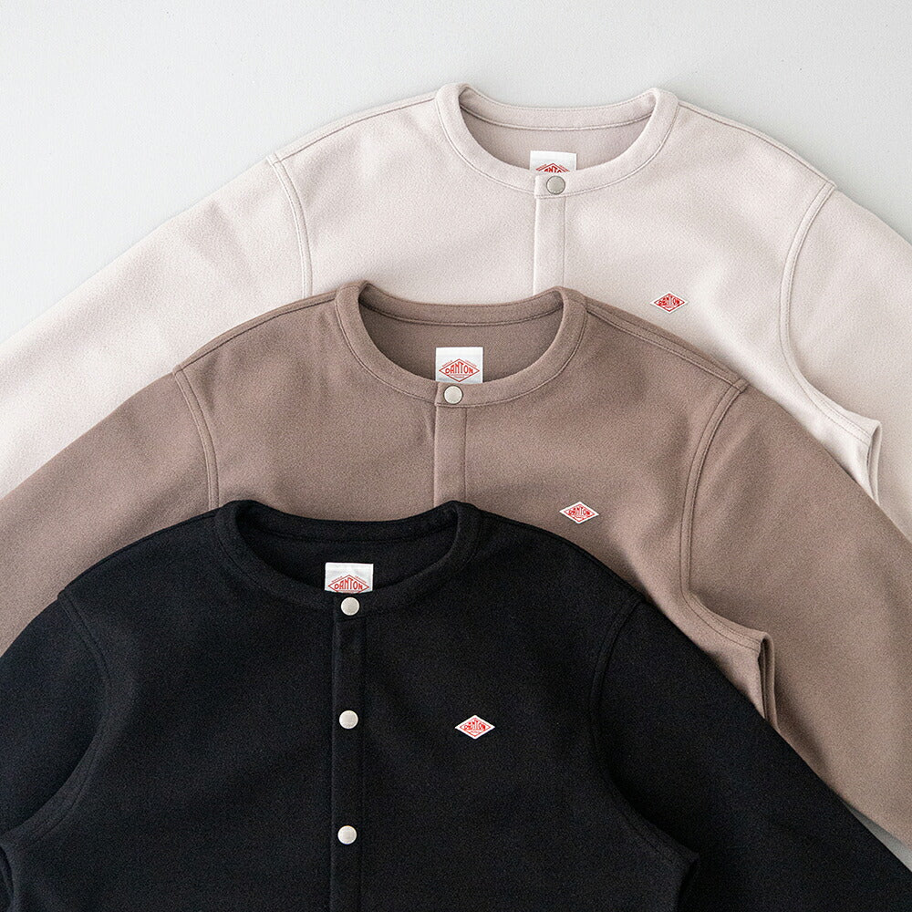 ダントン  フリースライク カラーレスジャケット  (DT-A0820 NDP)  BRUSHED JERSEY CREW NECK JACKET  DANTON(レディース)