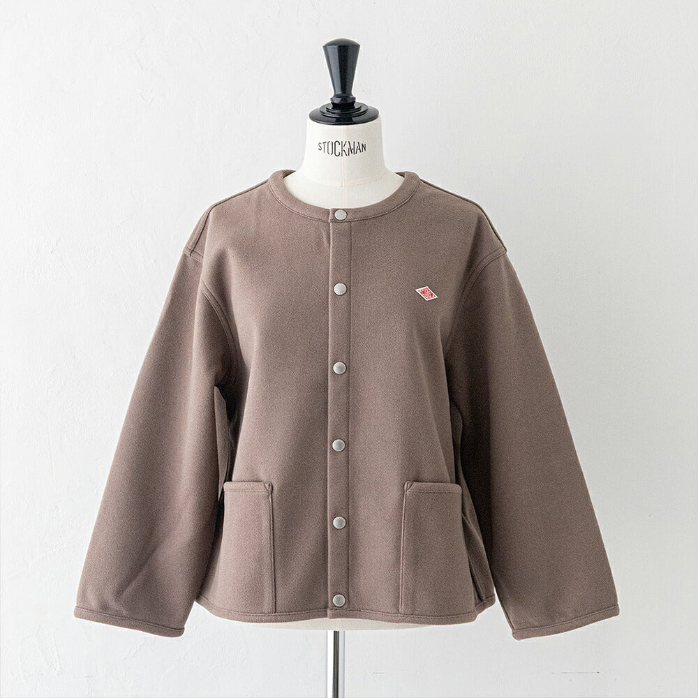 ダントン  フリースライク カラーレスジャケット  (DT-A0820 NDP)  BRUSHED JERSEY CREW NECK JACKET  DANTON(レディース)