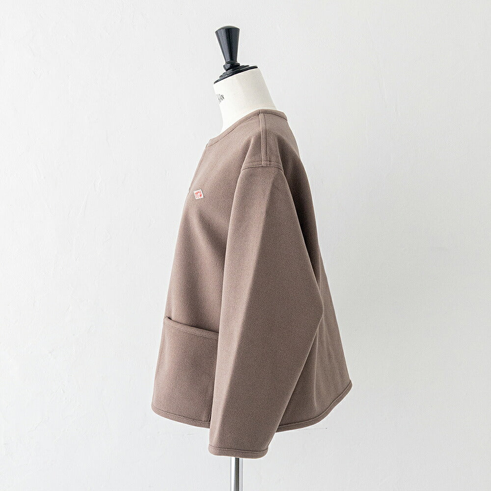 ダントン  フリースライク カラーレスジャケット  (DT-A0820 NDP)  BRUSHED JERSEY CREW NECK JACKET  DANTON(レディース)