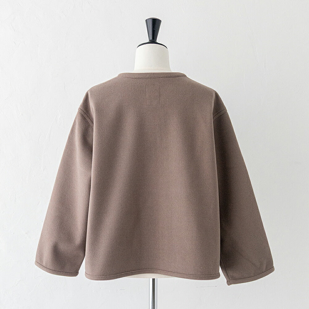 ダントン  フリースライク カラーレスジャケット  (DT-A0820 NDP)  BRUSHED JERSEY CREW NECK JACKET  DANTON(レディース)