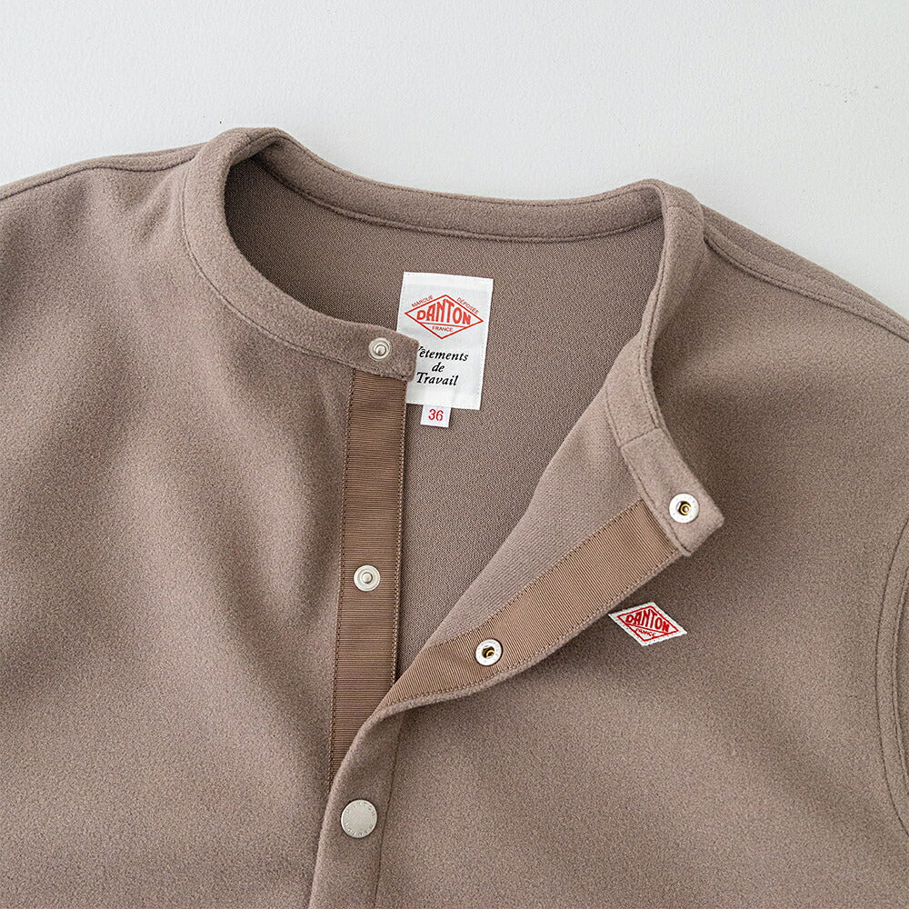 ダントン  フリースライク カラーレスジャケット  (DT-A0820 NDP)  BRUSHED JERSEY CREW NECK JACKET  DANTON(レディース)